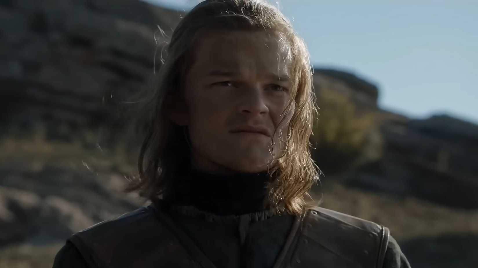 Young Ned Stark (Robert Aramayo) staring at someone at the Tower of Joy in Game of Thrones.