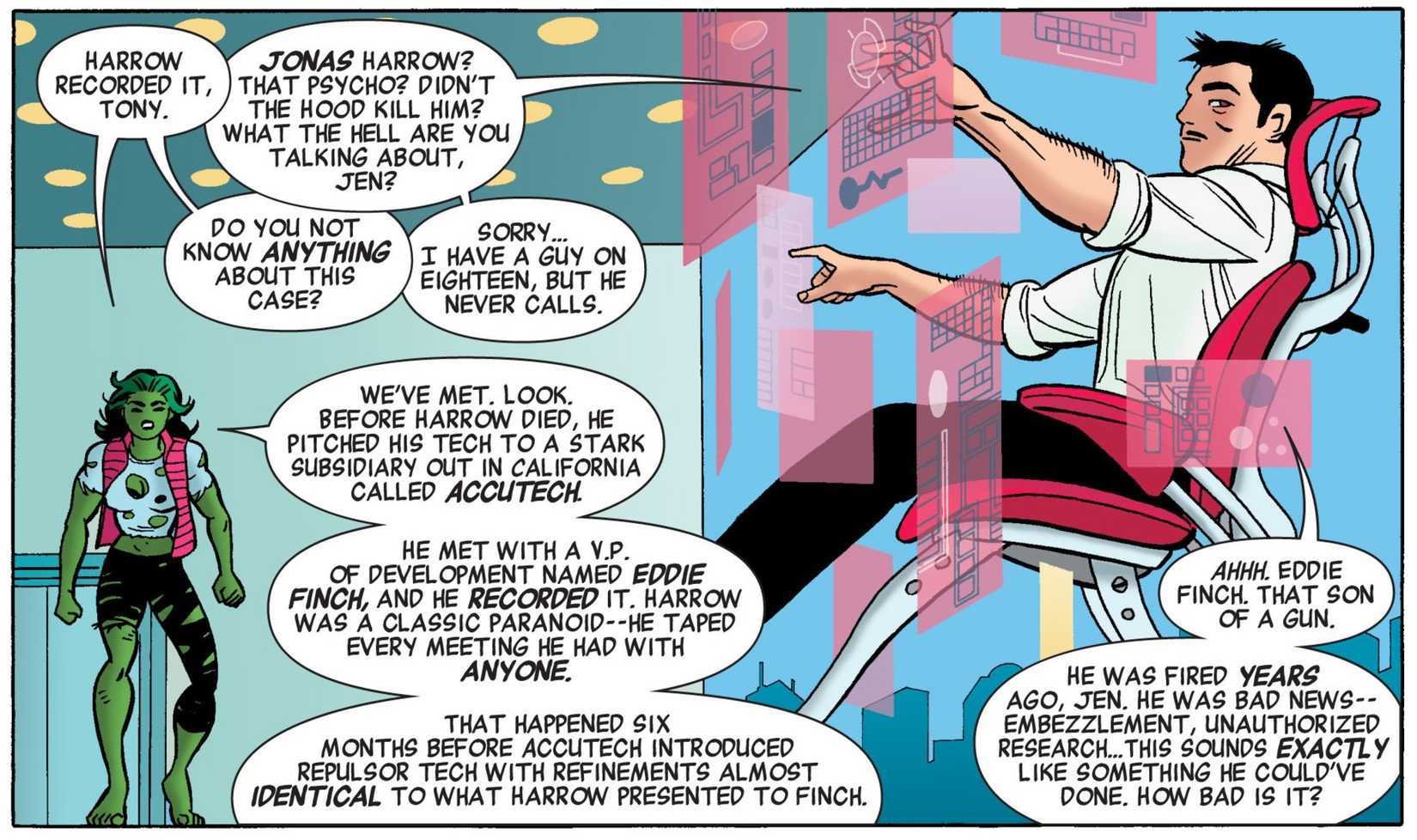 she-hulk tells iron man he ripped off a villain