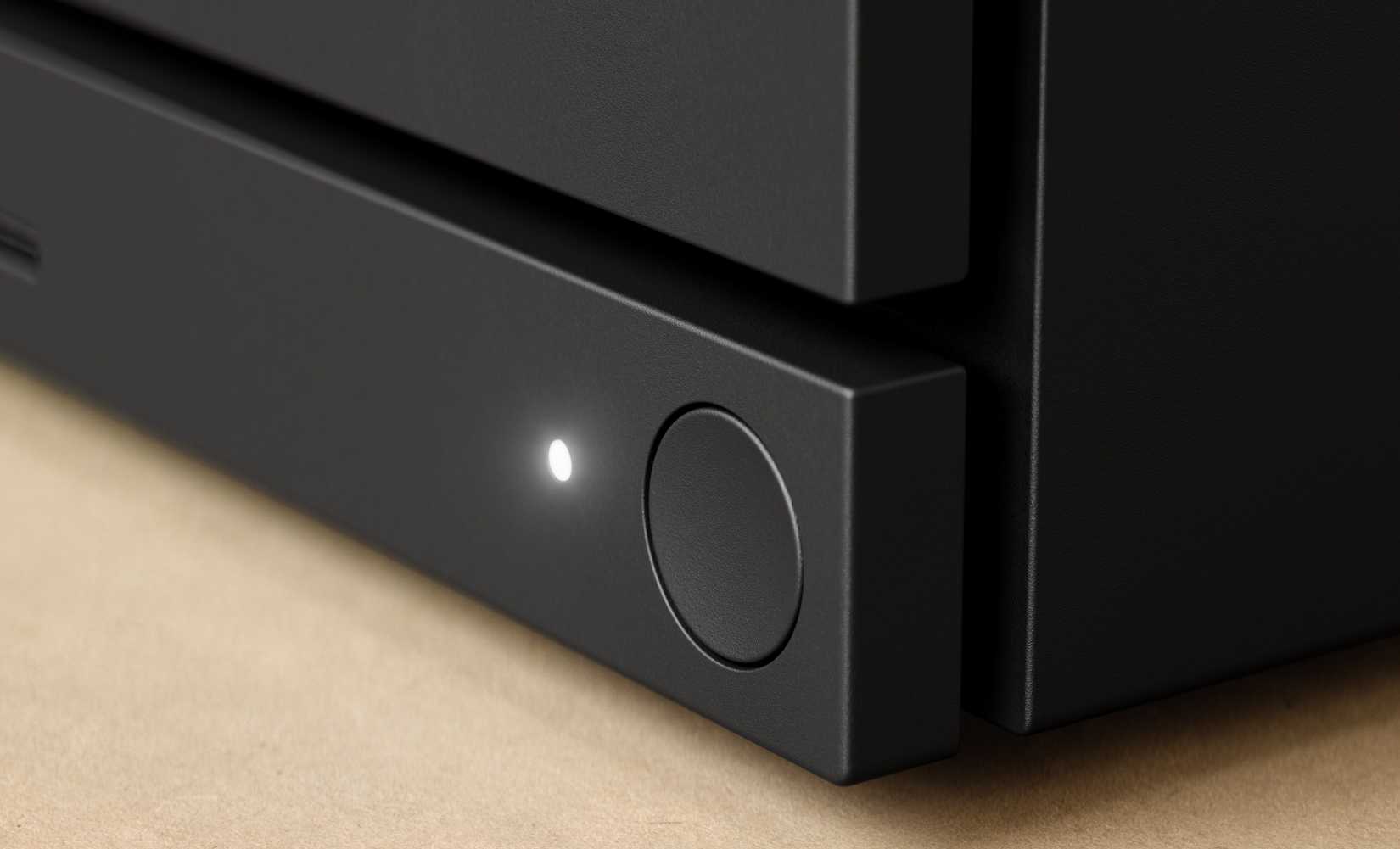 Steam Machine power button close-up