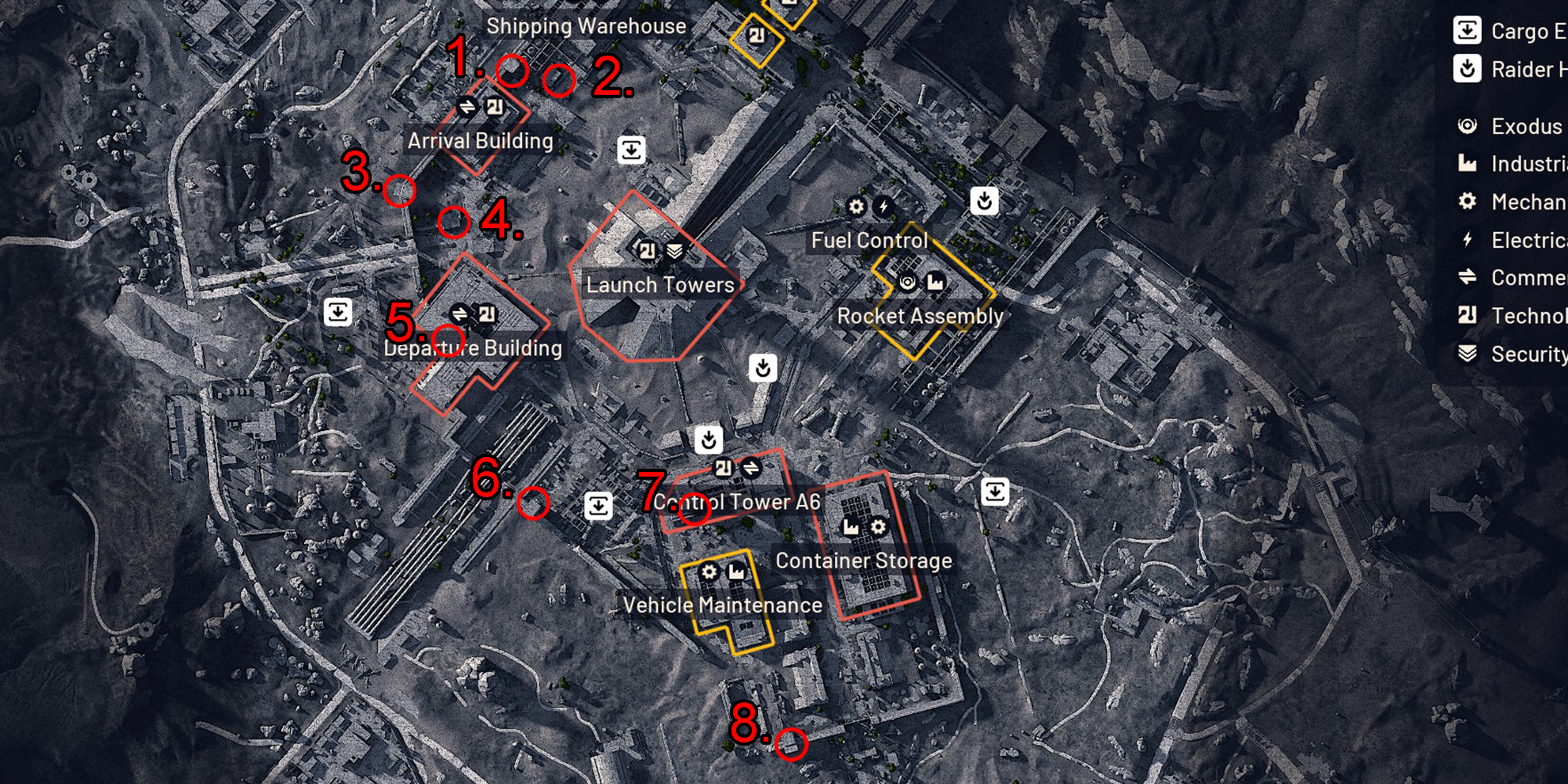 Spaceport Security Breach locations
