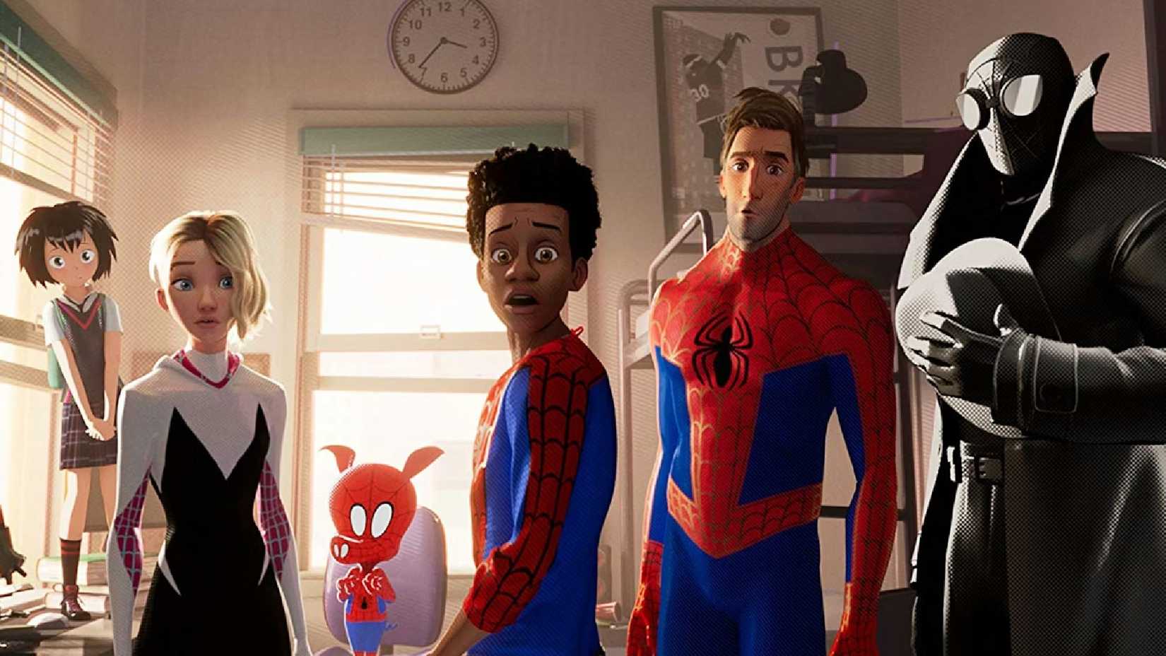 10 Most Rewatchable Movies On Netflix, Ranked By Popularity 7 All of the Spider-heros from spider-man into the spider-verse stand in Miles Morales's dorm room.
