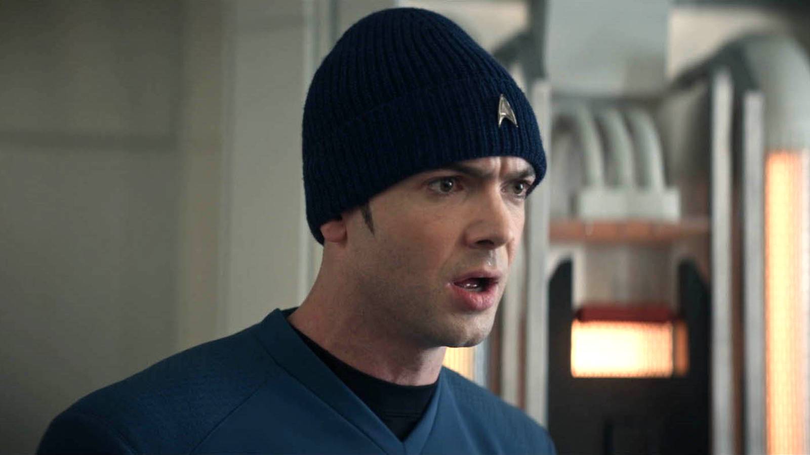 Spock wearing Starfleet Hat