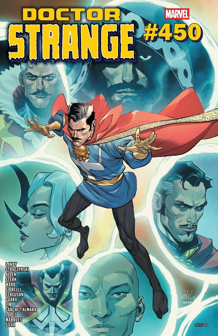 Stephen opens portals while wearing the Cloak of Levitation in Doctor Strange #450 cover