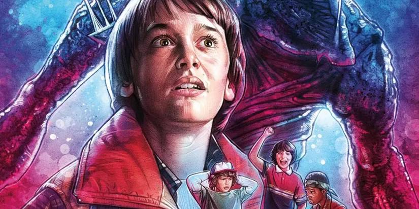 Stranger Things comic cover cropped, Will and the Demogorgon looming over the kids playing DnD