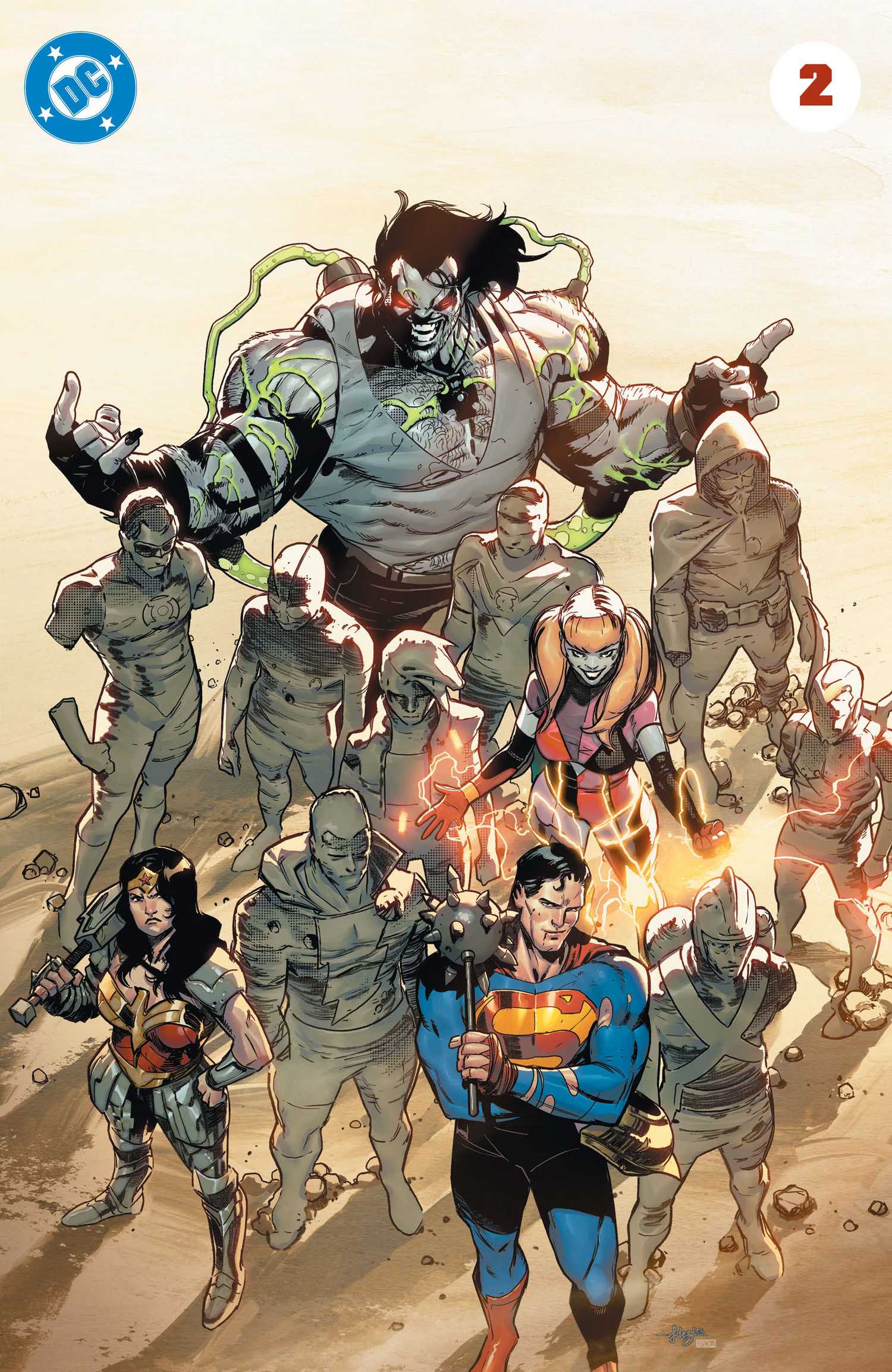 Superman and Wonder Woman pose with other contestants in DC KO #2 cover