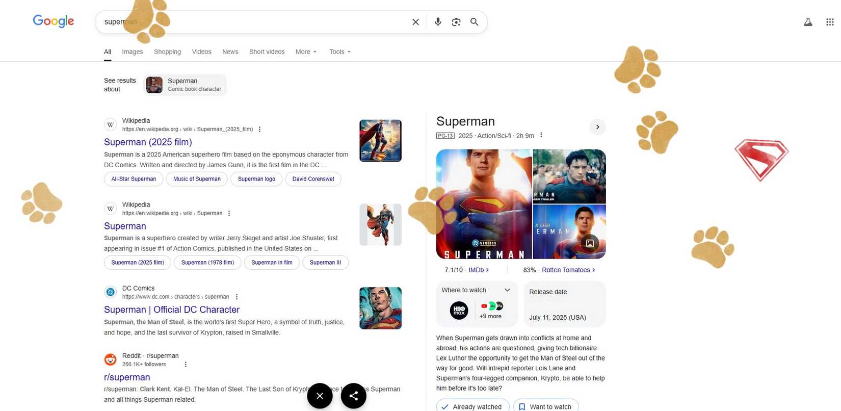Superman Google Easter Egg