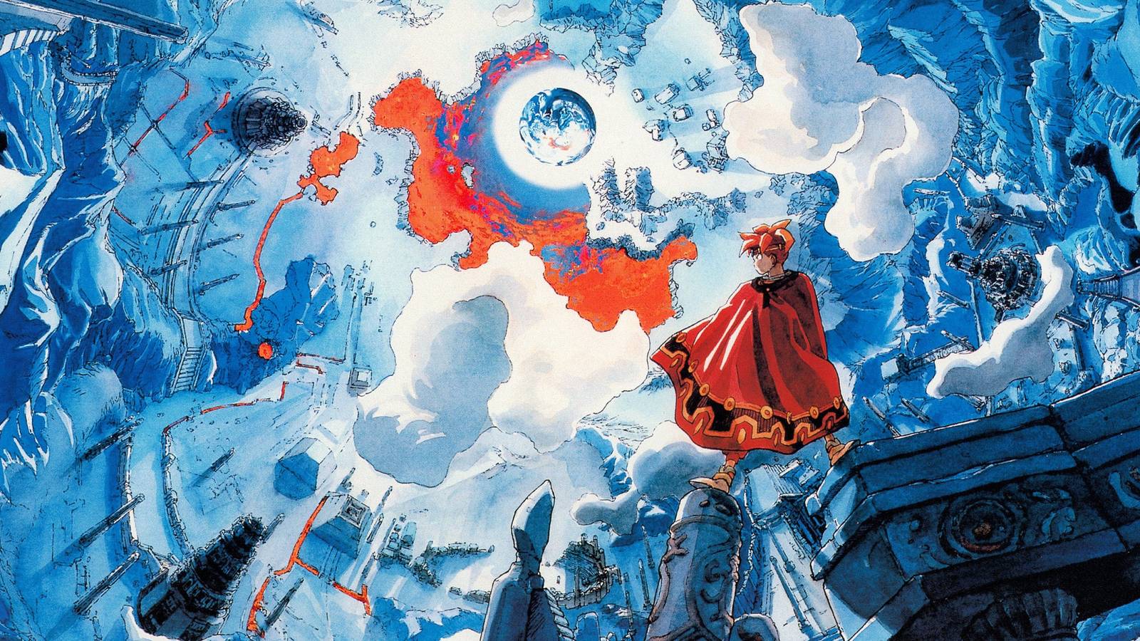 Terranigma image of ark surrounded by blue swirls