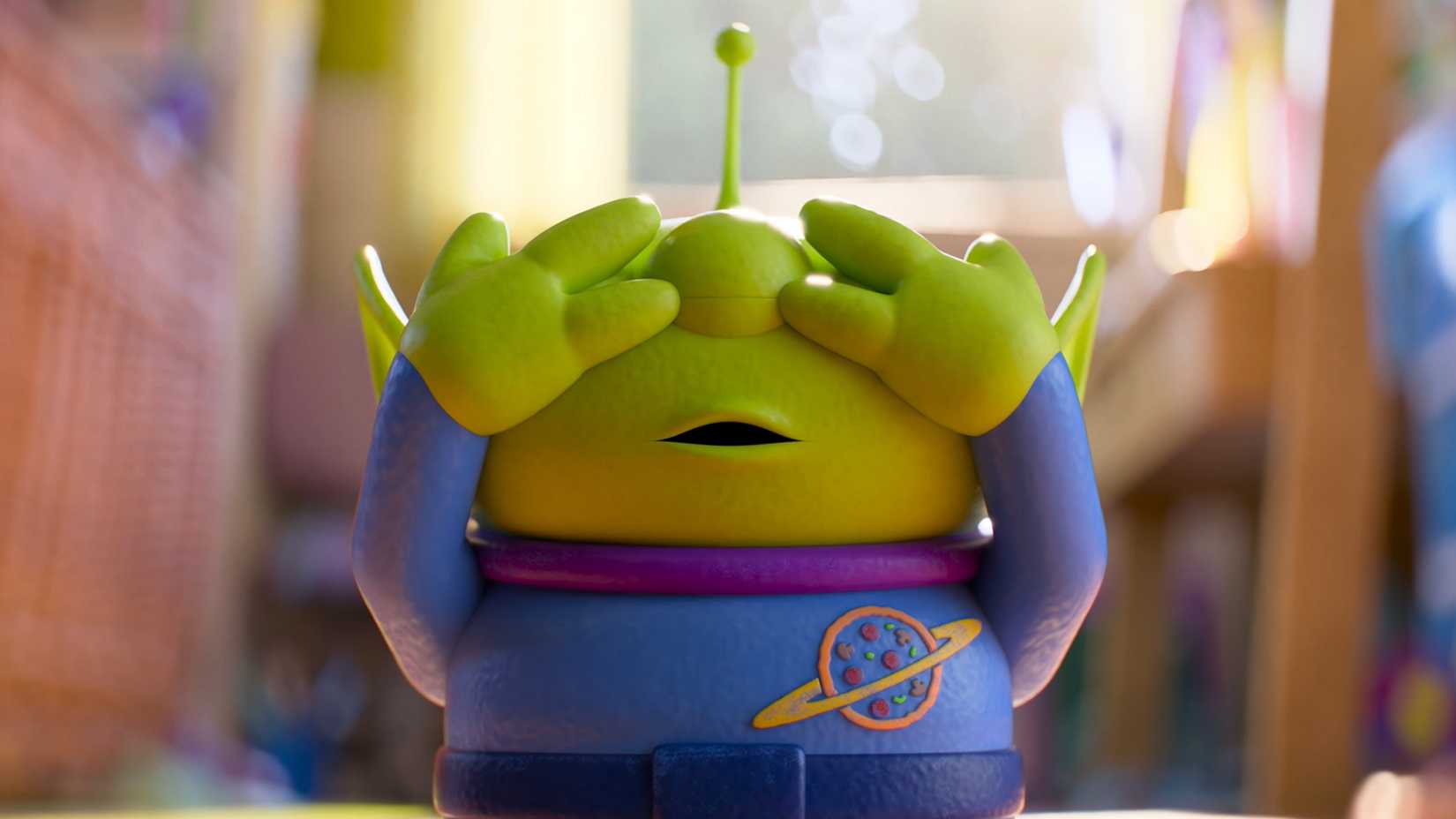 The Claw alien covering its eyes in Toy Story 5