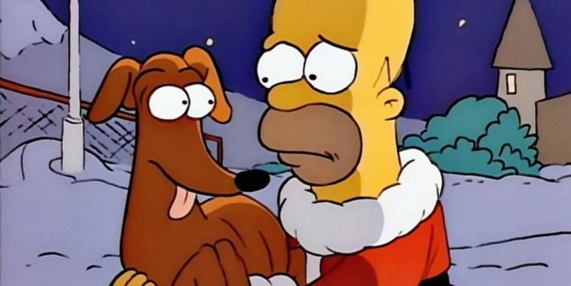 Um cachorro e Homer Simpson em The Simpsons