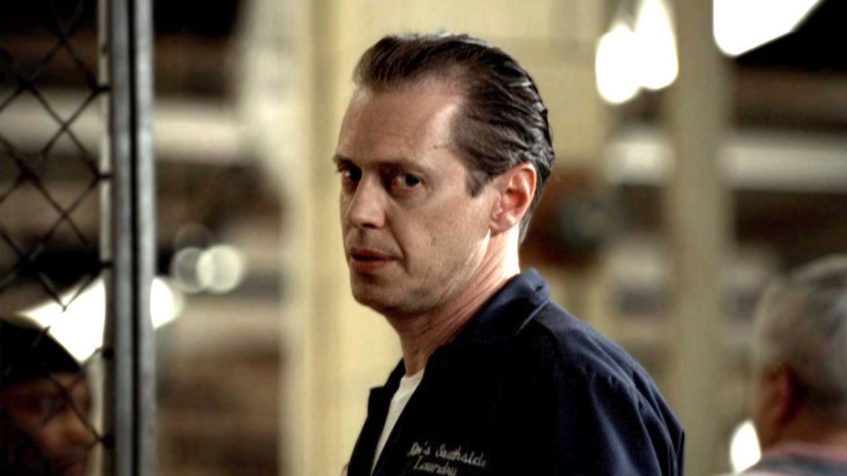Tony Blunetto (Steve Buscemi) looking over his shoulder in The Sopranos.