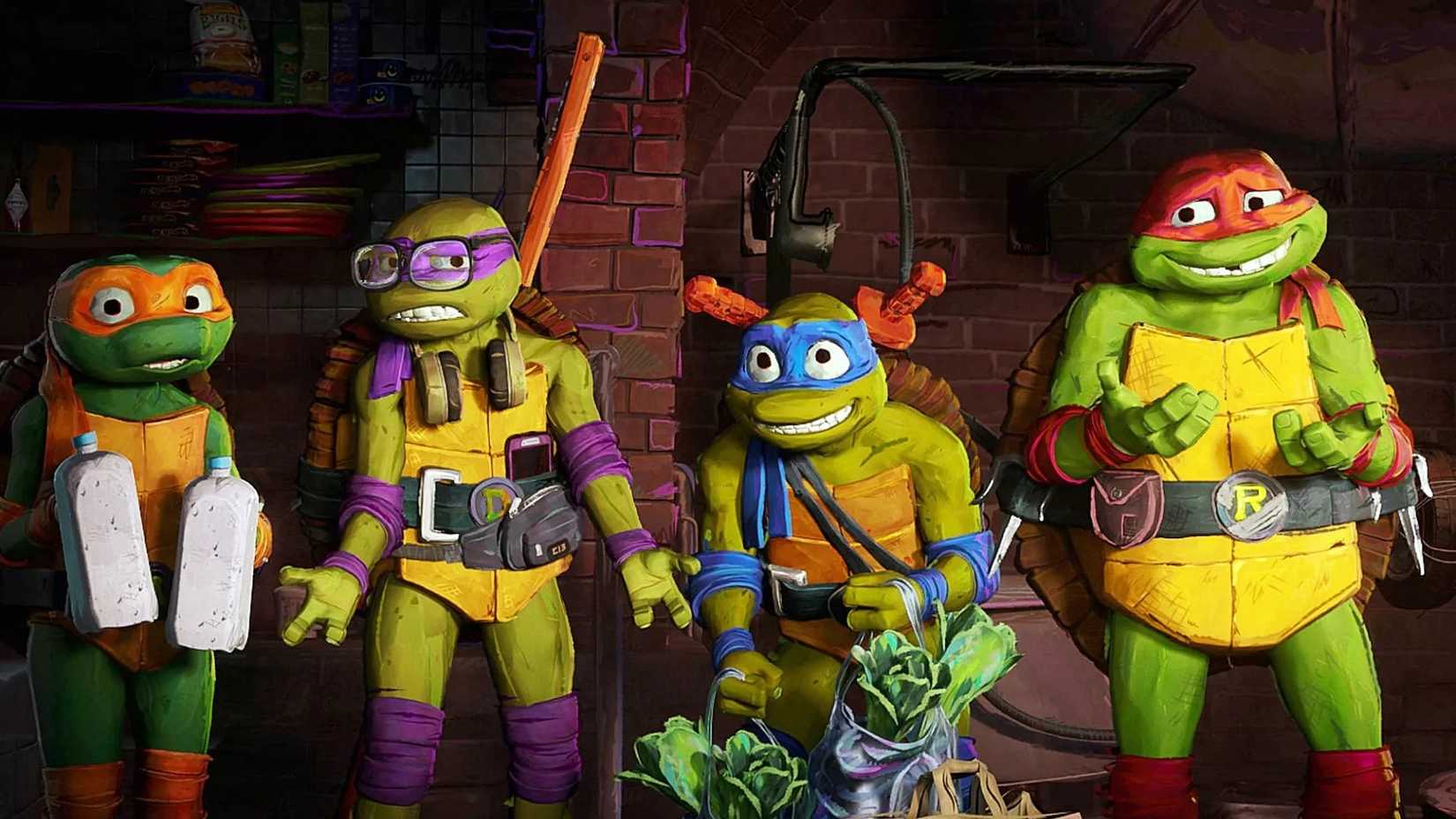 the turtles looking worried in mutant mayhem