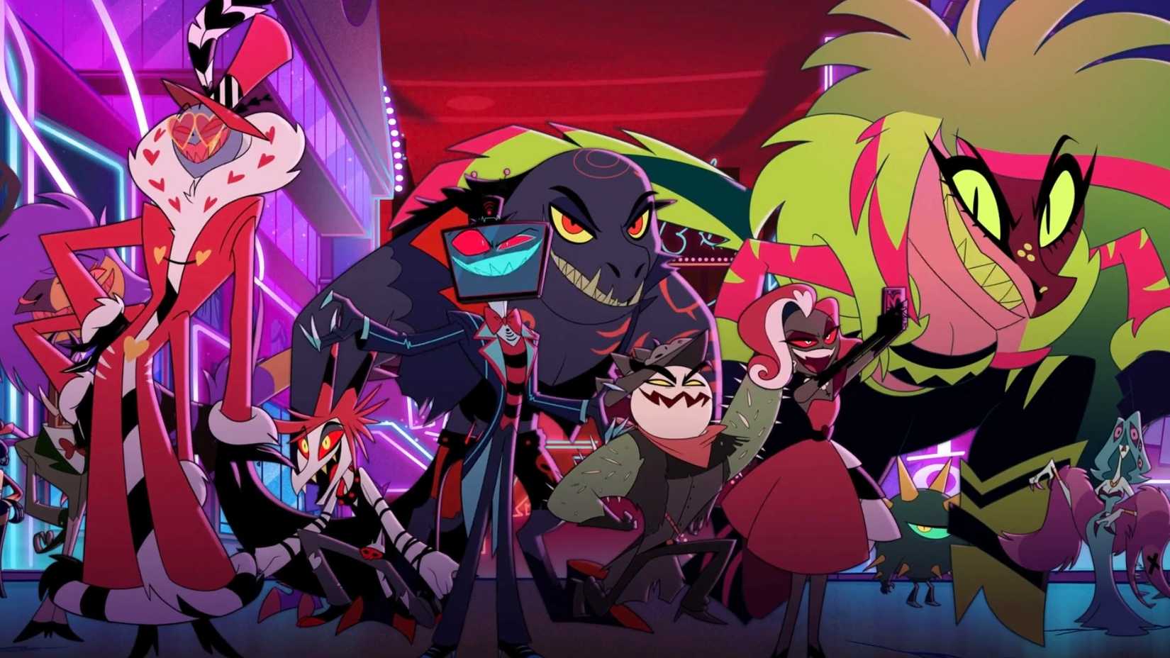Os Vees cercados por vilões na temporada 2 de Hazbin Hotel