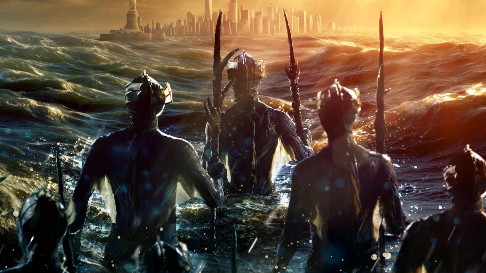 The Sea Devils coming out of the ocean in Doctor Who spinoff The War Between the Land and the Sea 