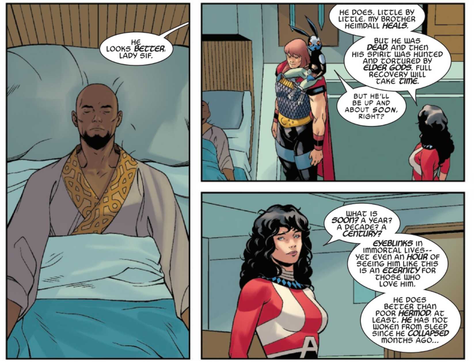 thor confirms heimdall is alive and recovering