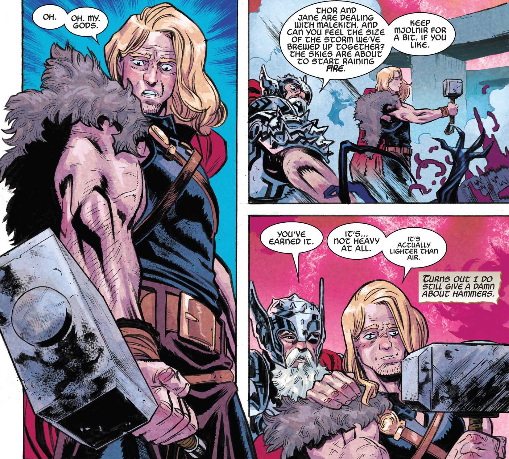 Thor First Lifts Mjolnir Worthy in Marvel Comic Art
