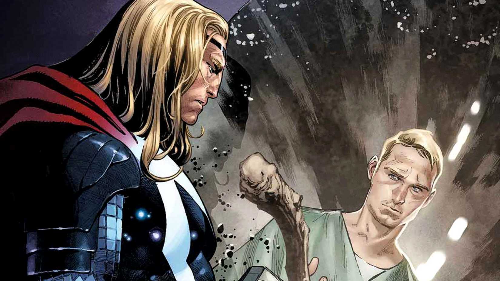 Thor looks at his reflection and sees Donald Blake