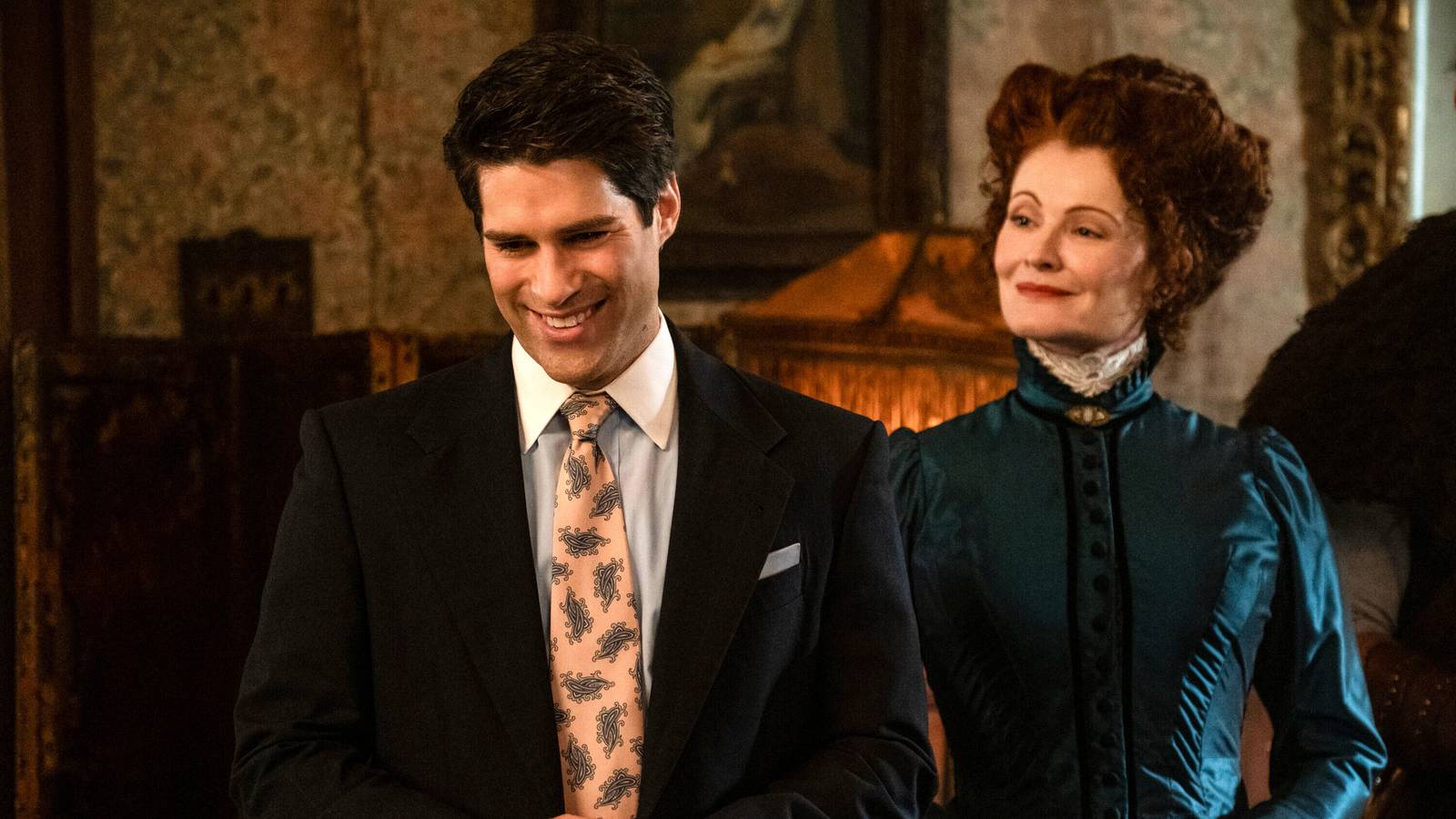 Trevor and Hetty smiling in Ghosts