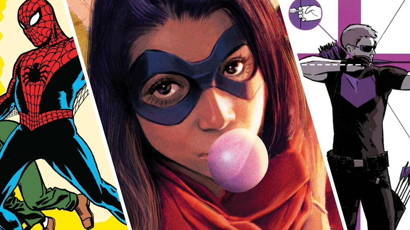 tríptico do homem aranha, ms marvel e hawkeye