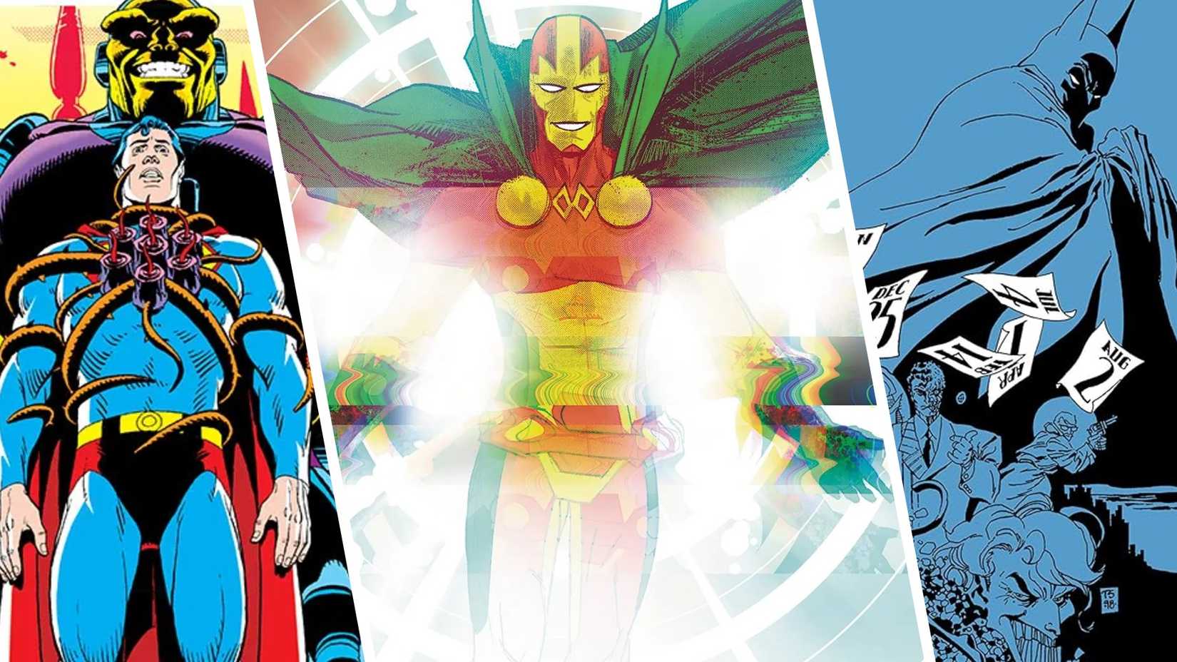 tryptch of great dc stories including batman ,mister miracle and superman