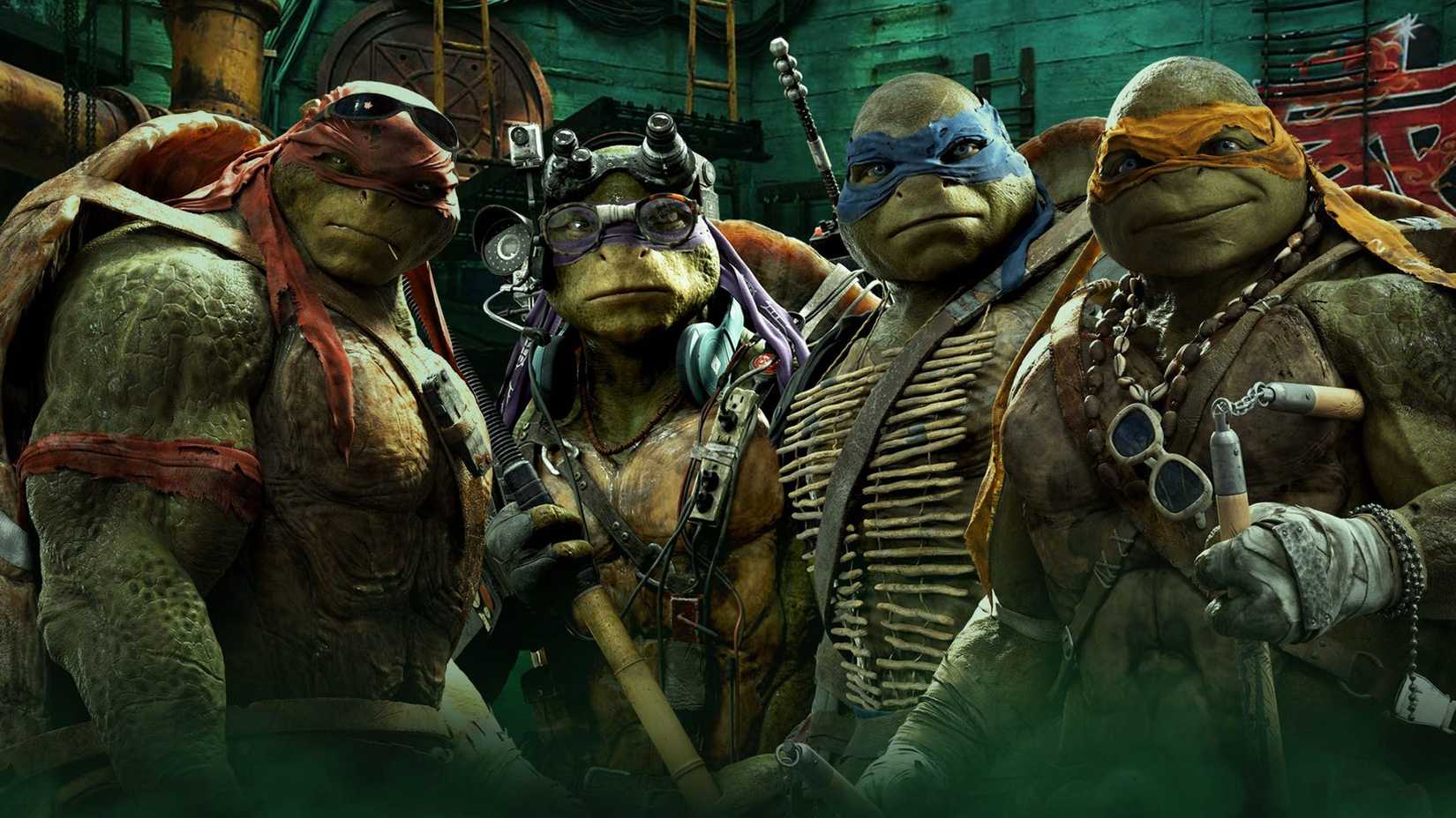 Raphael, Donatello, Leonardo e Michelangelo em As Tartarugas Ninja