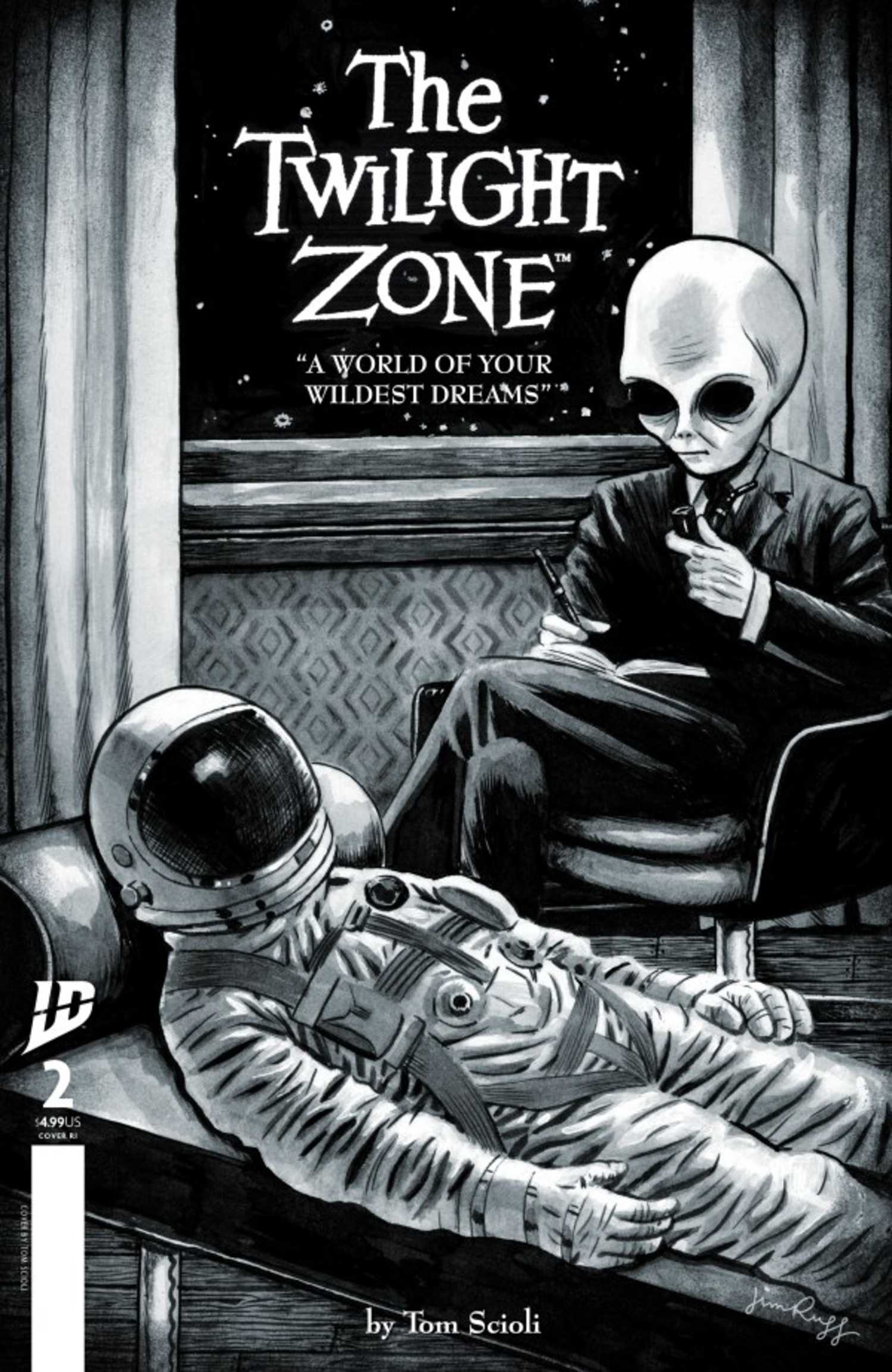 Twilight Zone #2 cover, an astronaut with a grey alien therapist