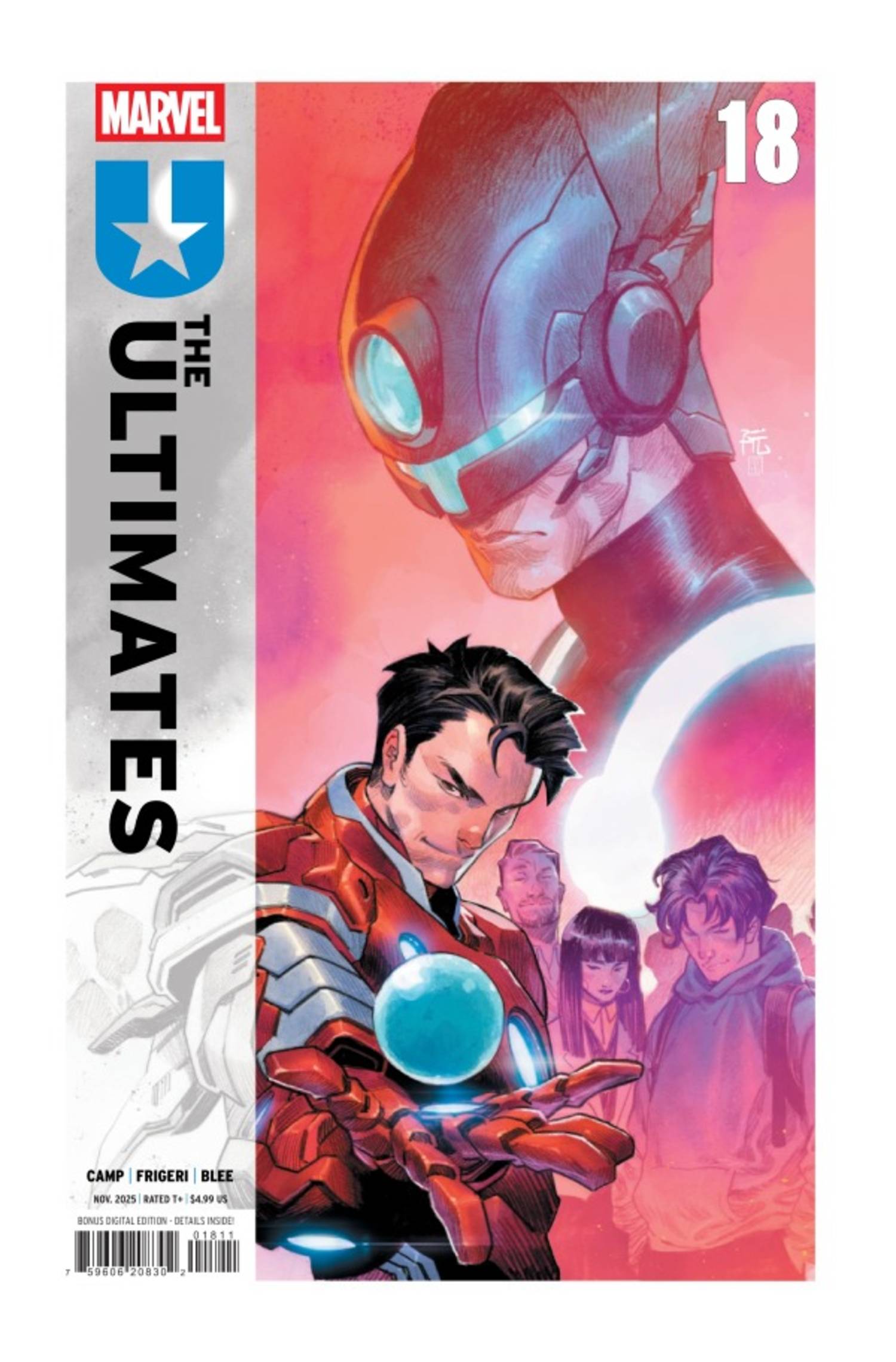 Copertina di Ultimates #18, il Maker che guarda le Ultimates
