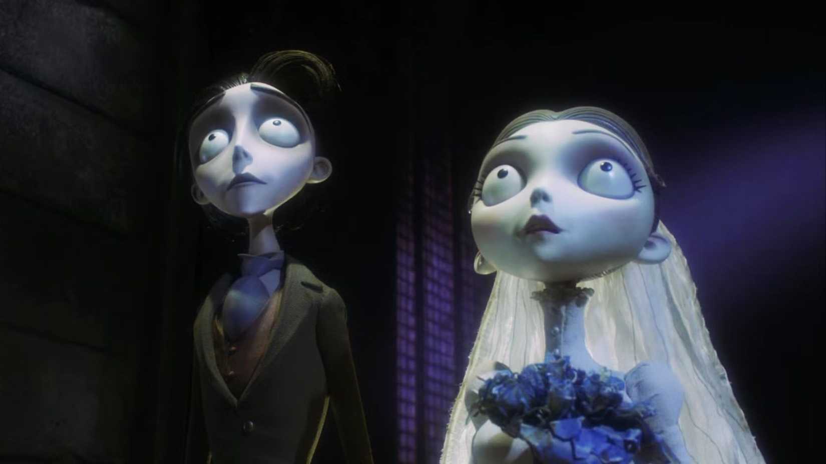 Victor e Emily em A Noiva Cadáver.