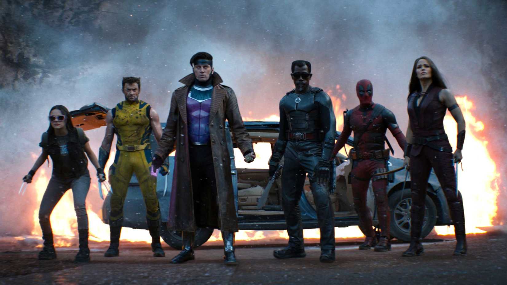 X-23, Wolverine, Gambit, Blade, Deadpool, и Electra в *Deadpool and Wolverine*