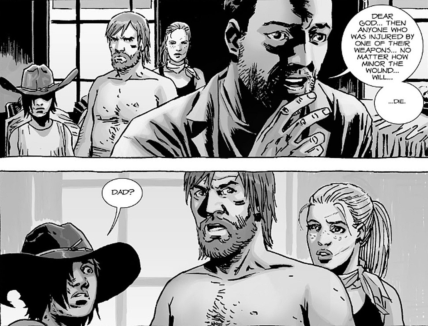 Immagine del numero 124 di The Walking Dead, Rick con il sospetto di un decesso imminente