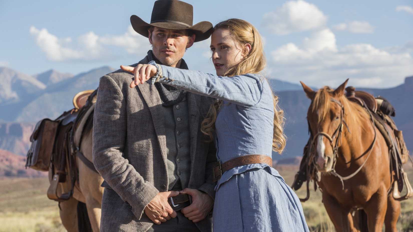 James Marsden e Evan Rachel Wood em Westworld