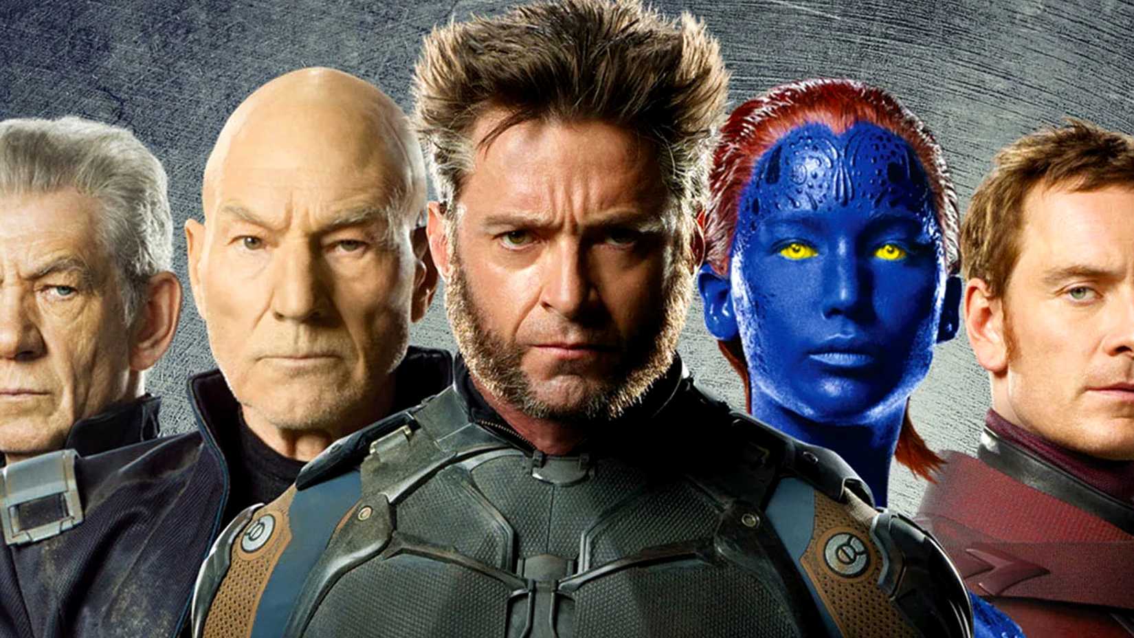 Wolverine, Charles Xavier, Mystique, and Magneto stand together in X-Men Days of Future Past poster