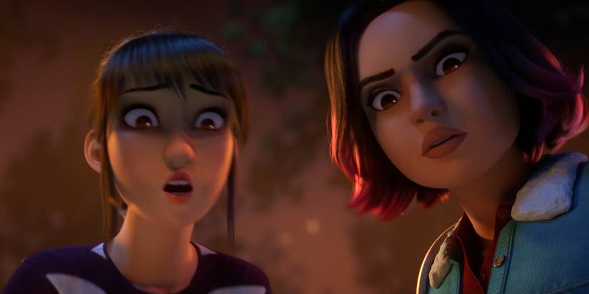 Yaz e Sammy chocados em Jurassic World: Chaos Theory temporada 4