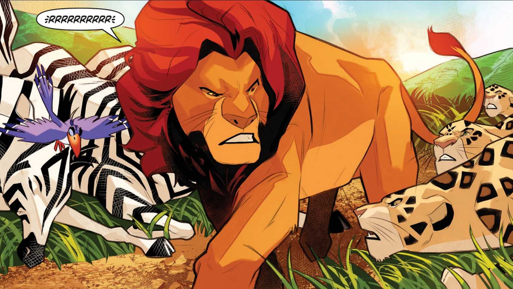 Zebra and Leopards Bow To Mufasa in The Lion King Comic