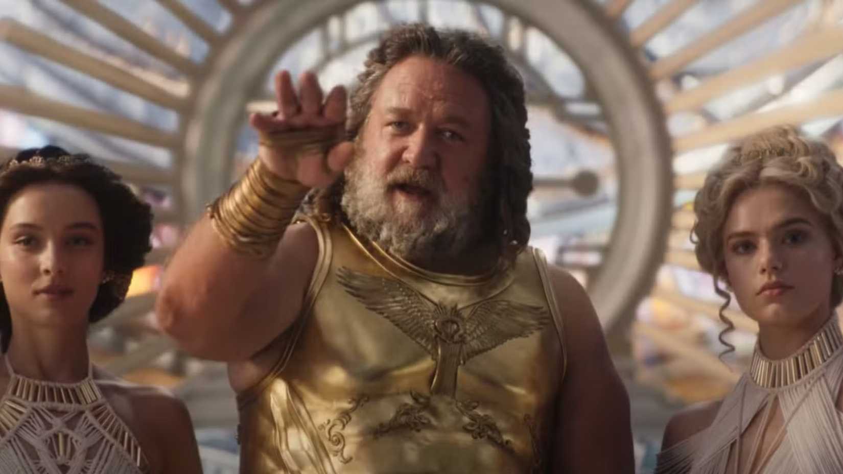zeus doing a flick in the mcu's thor ragnarok
