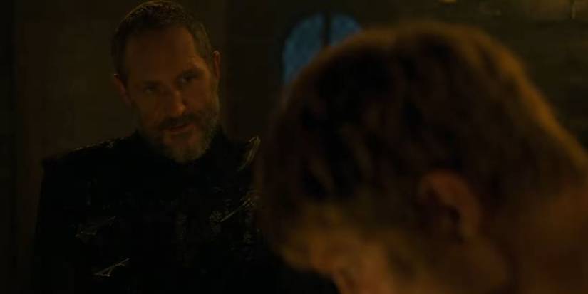 Baelor Targaryen (Bertie Carvel) conversando com Duncan (Peter Claffey) em A Knight of the Seven Kingdoms.