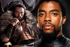 Aaron Taylor Johnson's Kraven the Hunter sits proudly next to Chadwick Boseman's T'Challa aka the MCU's Black Panther