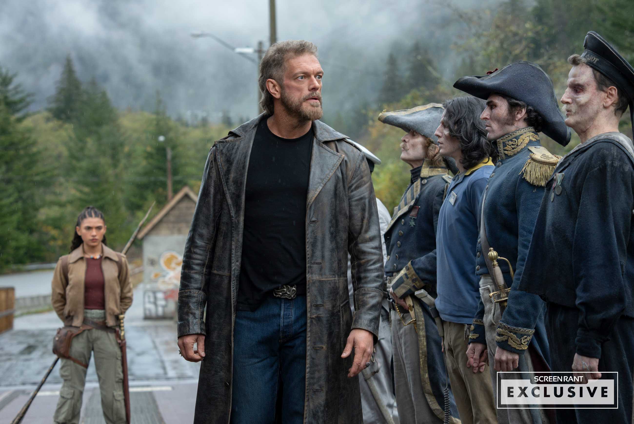 Ares (Adam Copeland) instructs soldiers on The Ironclad in Percy Jackson & the Olympians season 2