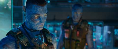 Quaritch (Stephen Lang) in 20th Century Studios' AVATAR: FIRE AND ASH. 