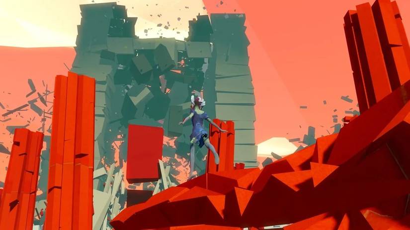 Related character walking in a ruined world