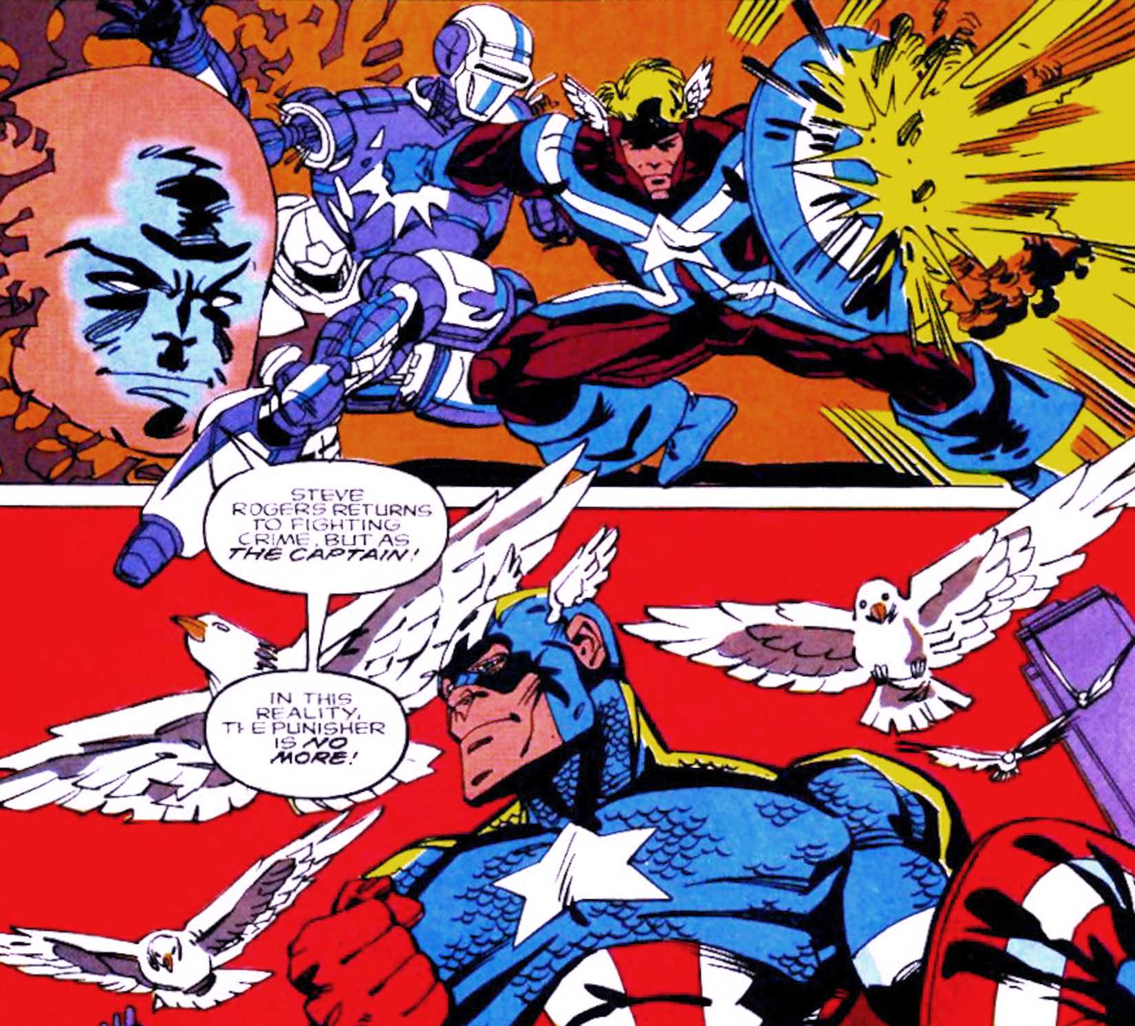 Captain America Punisher and Steve Rogers Captain in Comic Art