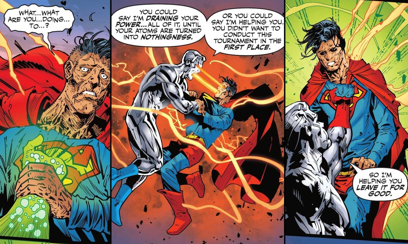 Captain Atom Drains Superman Power in DC KO Comic Fight
