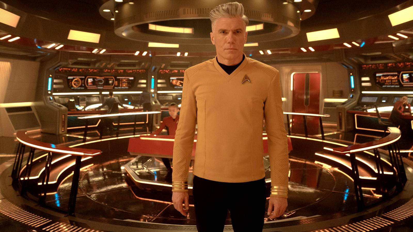 Captain Pike at front of bridge