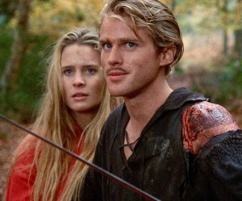 Cary Elwes and Robin Wright as Westley and Princess Buttercup in The Princess Bride