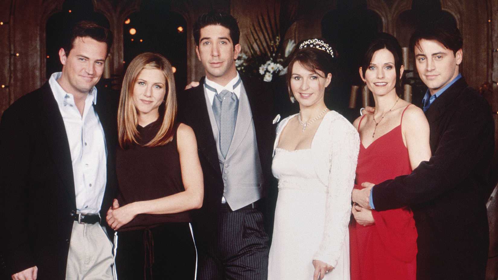 Chandler, Rachel, Ross, Emily, Monica e Joey em Friends