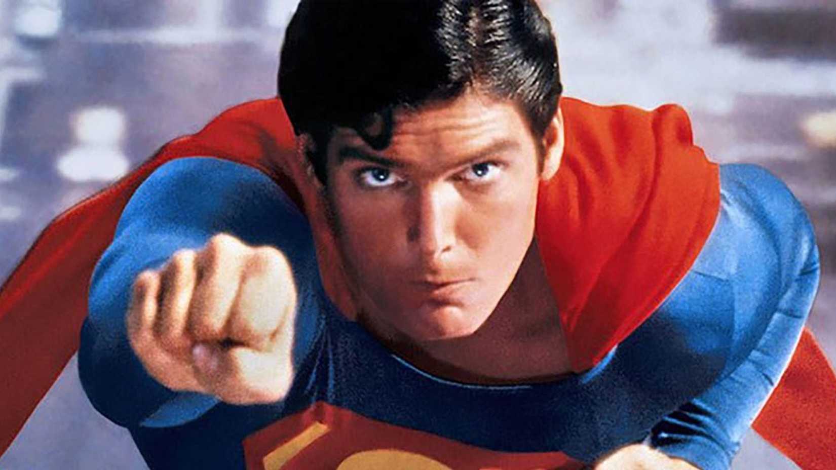 Christopher Reeve flying as Superman