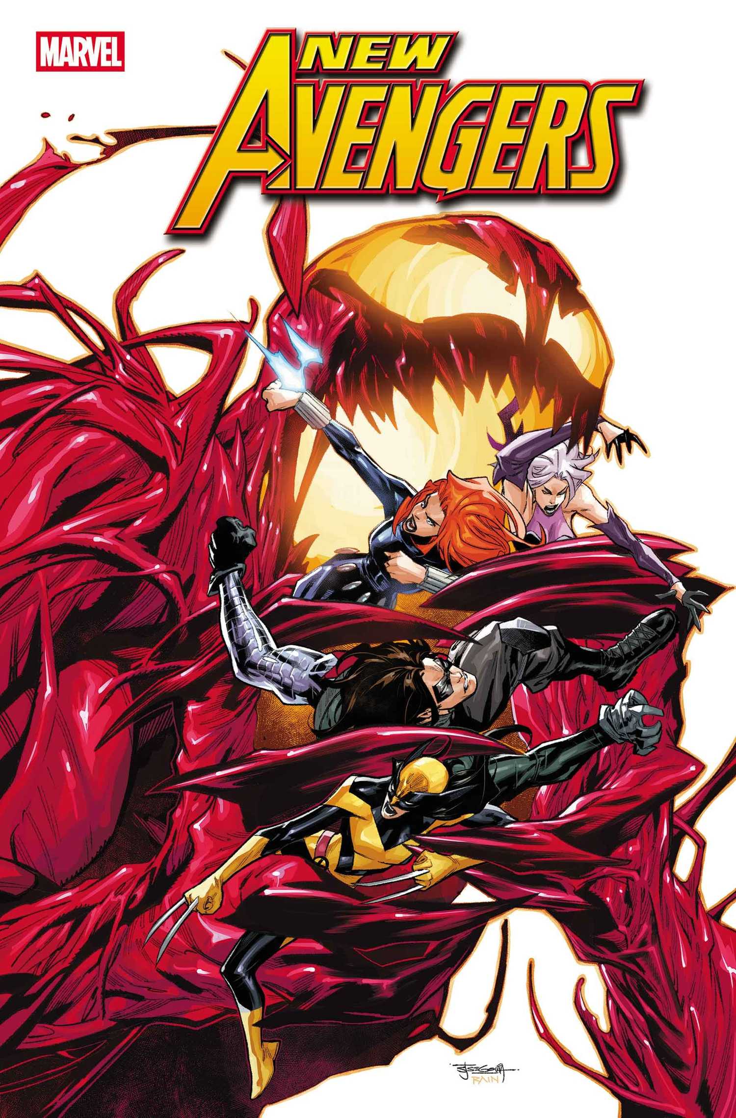 comic cover showing carnage eating the new avengers