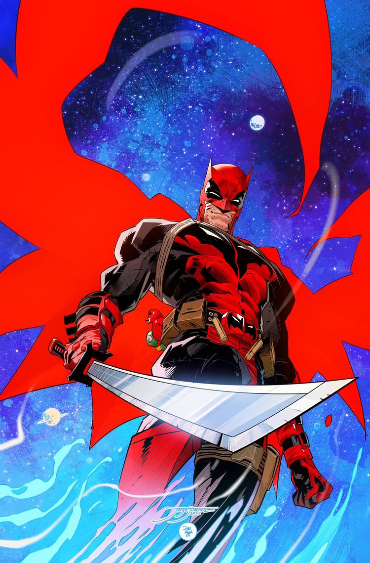 Dan Mora's Batman & Deadpool fusion wields a sword