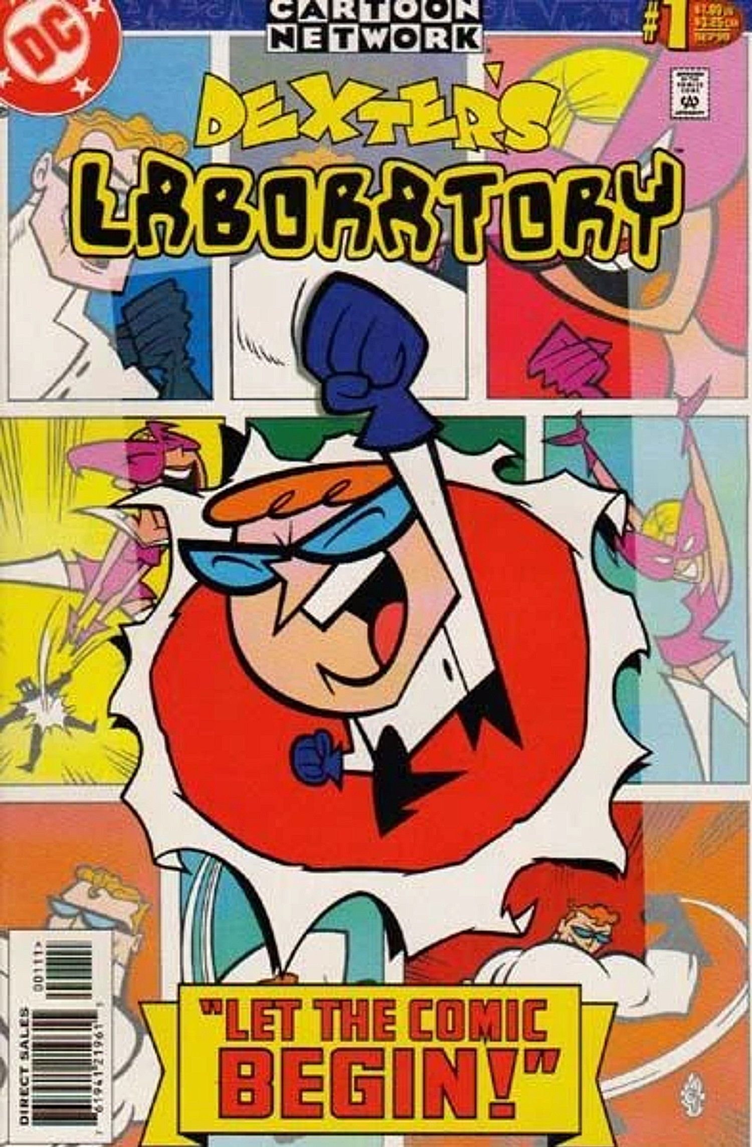 Copertina di Dexter's Laboratory #1, che dichiara 'let the comics begin!'