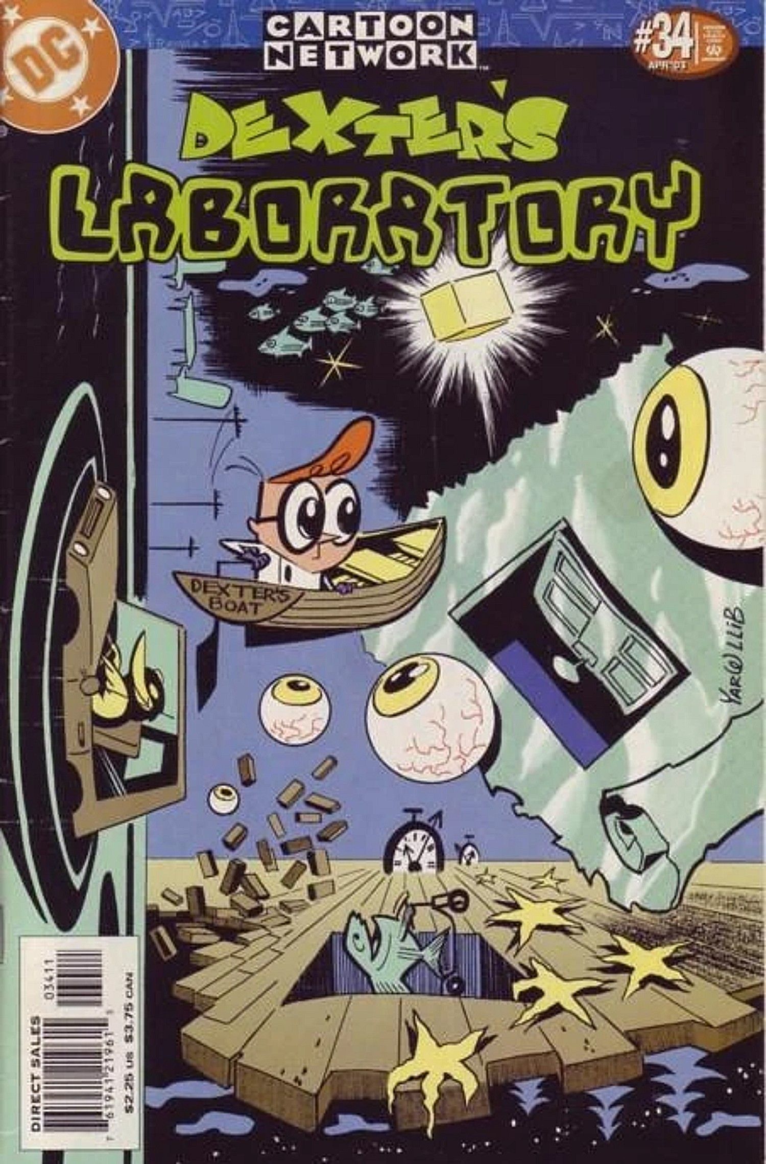 Copertina di Dexter Laboratory #34, Dexter che osserva il suo laboratorio distrutto