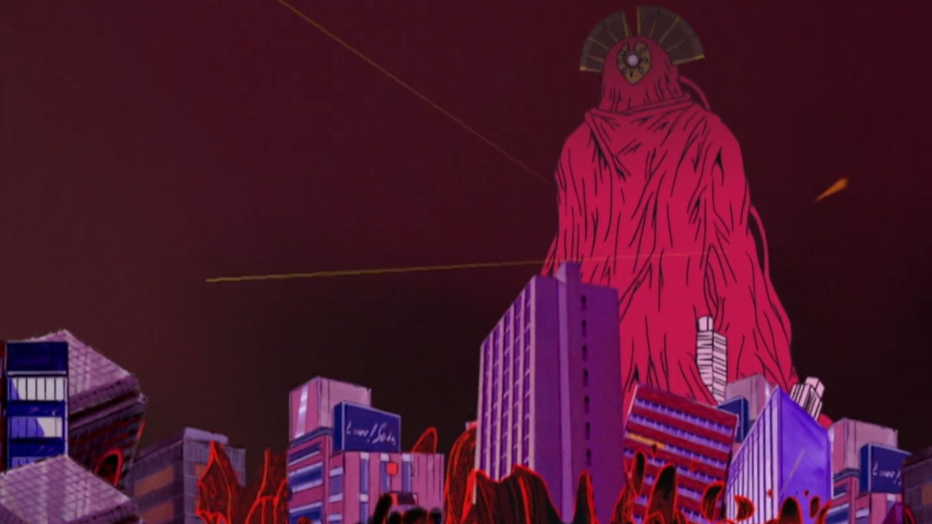 Digimon Tamers Masterpiece D-Reaper trên bầu trời Shinjuku